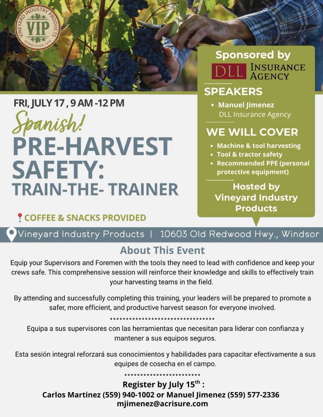 Spanish Language Pre-Harvest Safety: Train-the-Trainer Workshop