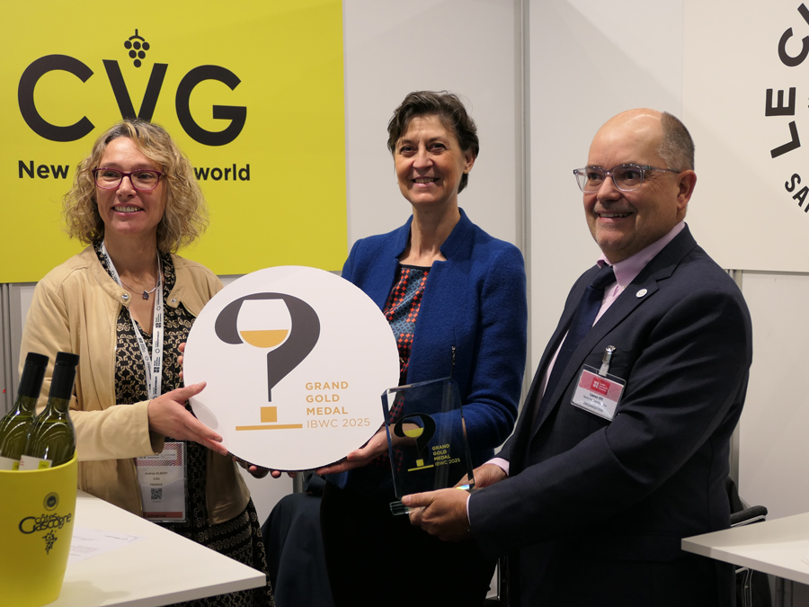 A Grand Gold medal presentation at the 2025 International Bulk Wine Competition.