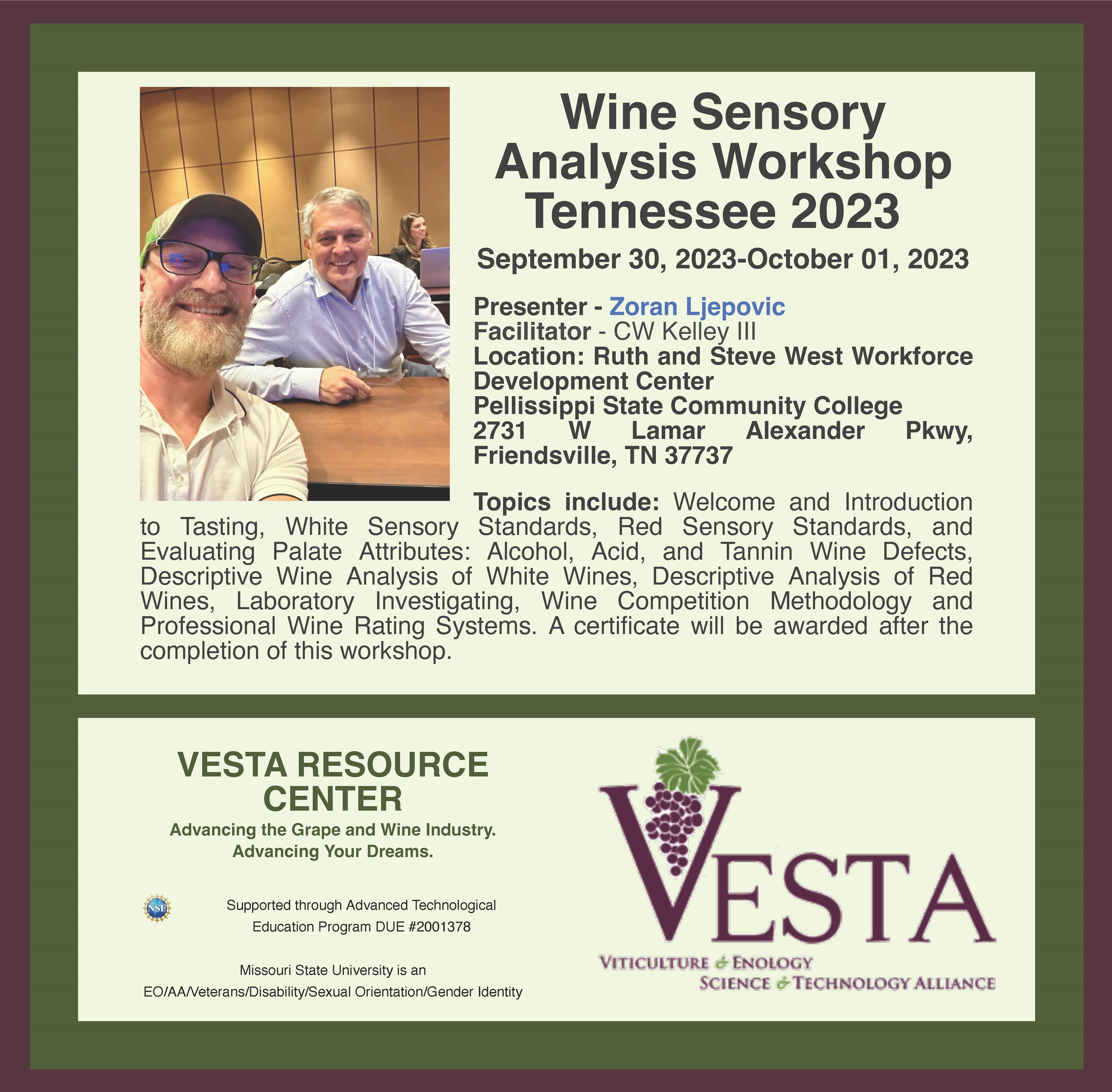 Wine Sensory Analysis Workshop in Tennessee 2023