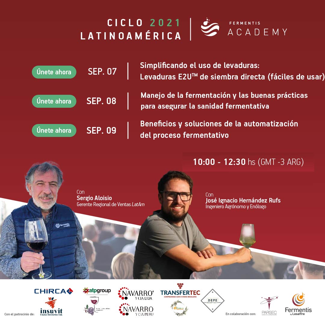 Fermentis Webinars in Spanish! SEP 07, 08 & 09 ! Soluciones para simplificar las operaciones enológicas durante la vendimia